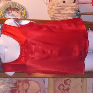 Vintage 90s, Shiny, Red, Satin, Cami with Gold Brocade Stitching at Neckline💥❤️